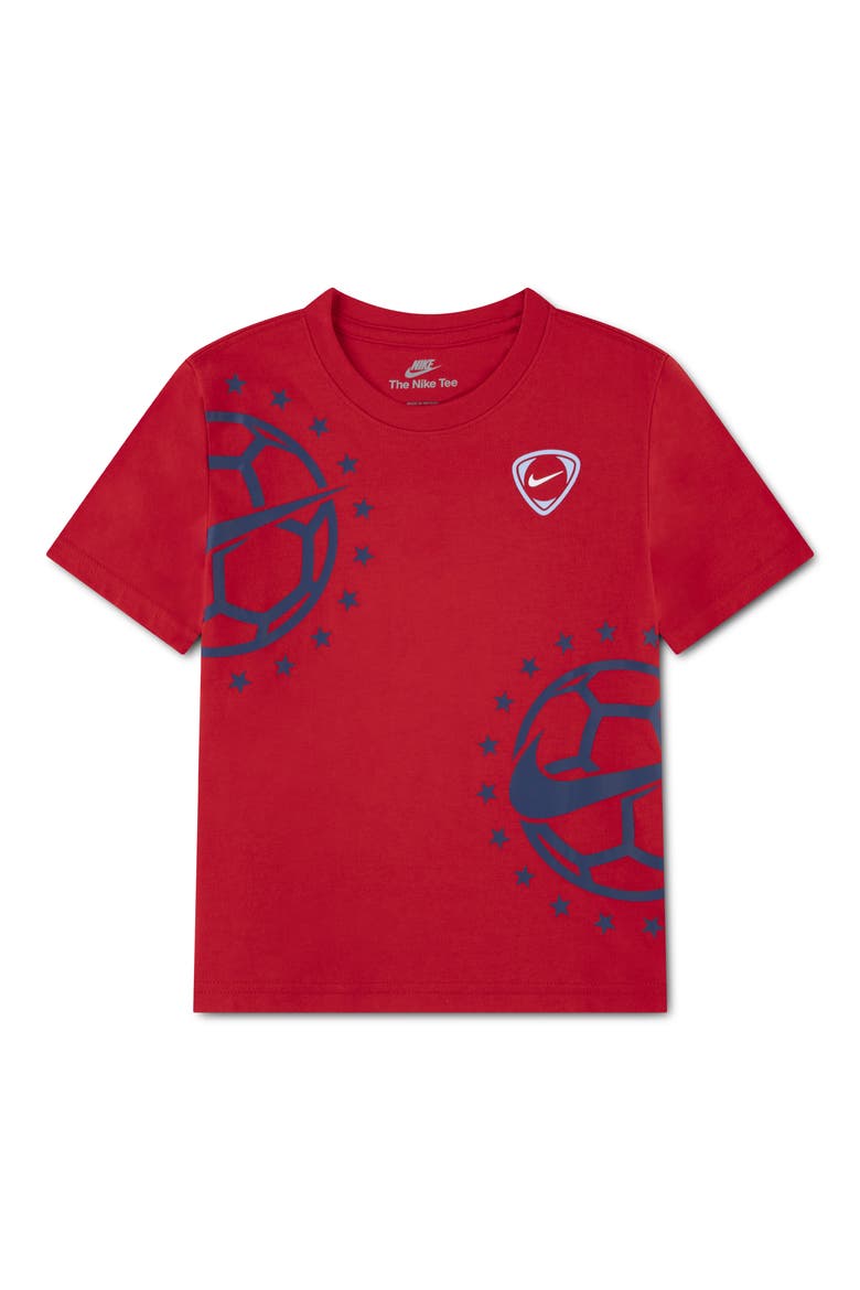 Kids' Soccer Ball Graphic Cotton Blend T-Shirt, Main, color, UNIVERSITY RED