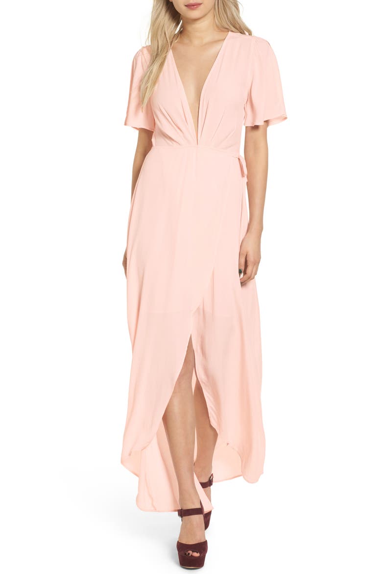 ASTR Selma Floral Print Wrap Dress, Main, color, BLUSH