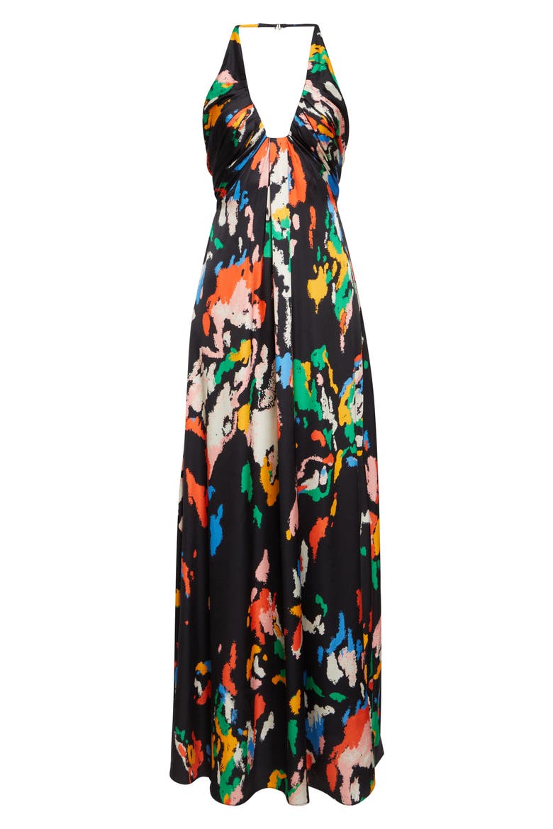 Al Print Halter Gown, Alternate, color, BLACK MULTI