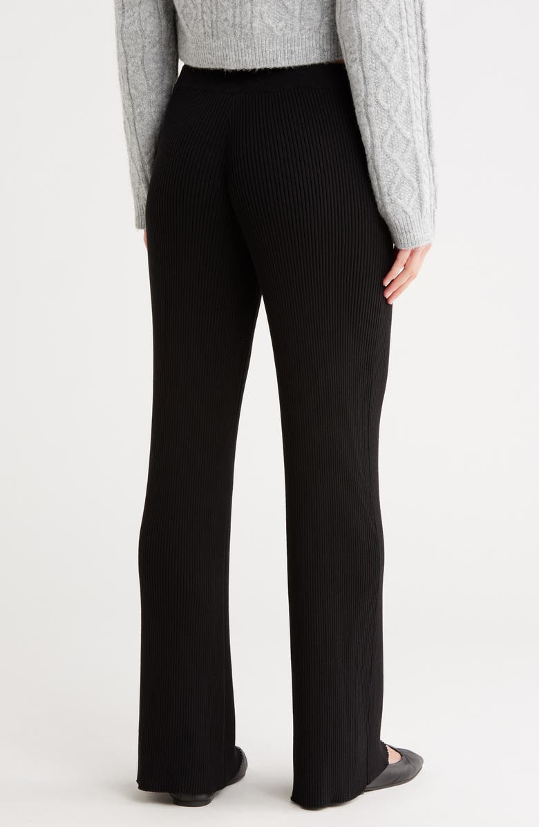 Topshop Flare Rib Pull-On Pants, Alternate, color, Black