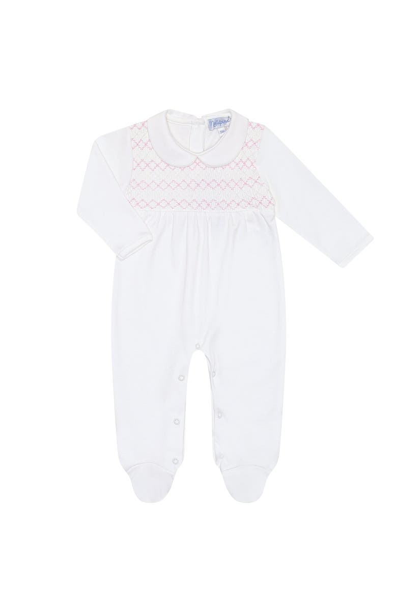 Nellapima Signature Smocked Girls Footie - Baby, Main, color, White