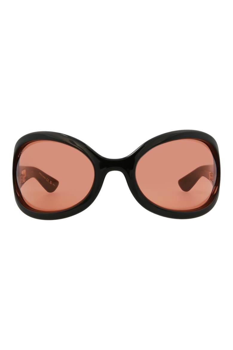 Novelty 77mm Oversize Shield Sunglasses, Main, color, BLACK BLACK RED