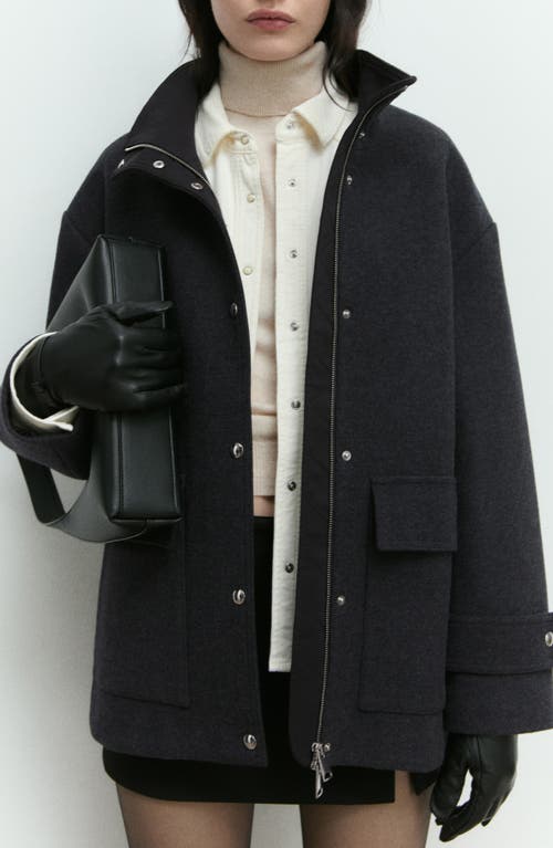 MANGO MANGO STAND COLLAR WOOL BLEND COAT