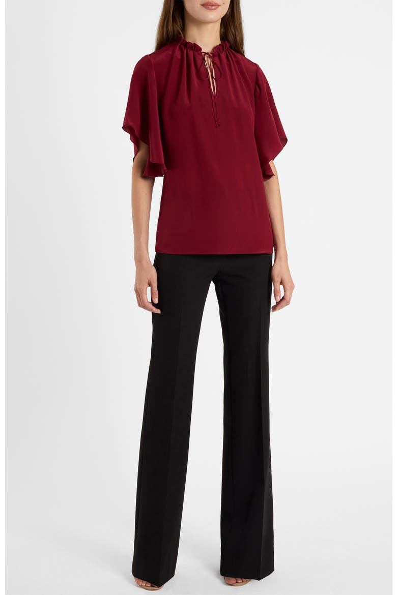 Guita Flutter Sleeve Silk Blouse, Alternate, color, Chili Pepper