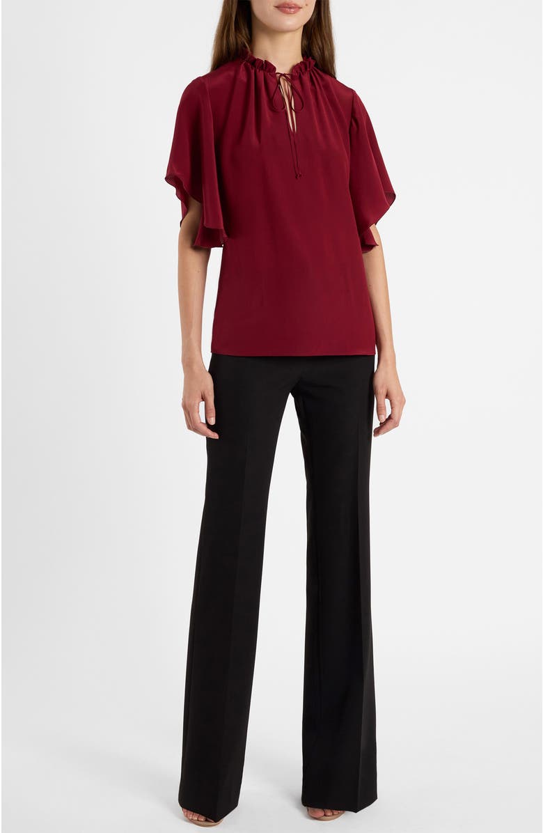 Santorelli Guita Flutter Sleeve Silk Blouse, Alternate, color, Chili Pepper
