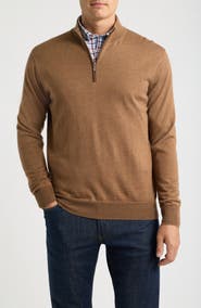 Peter Millar Autumn Crest Suede Trim Quarter Zip Sweater