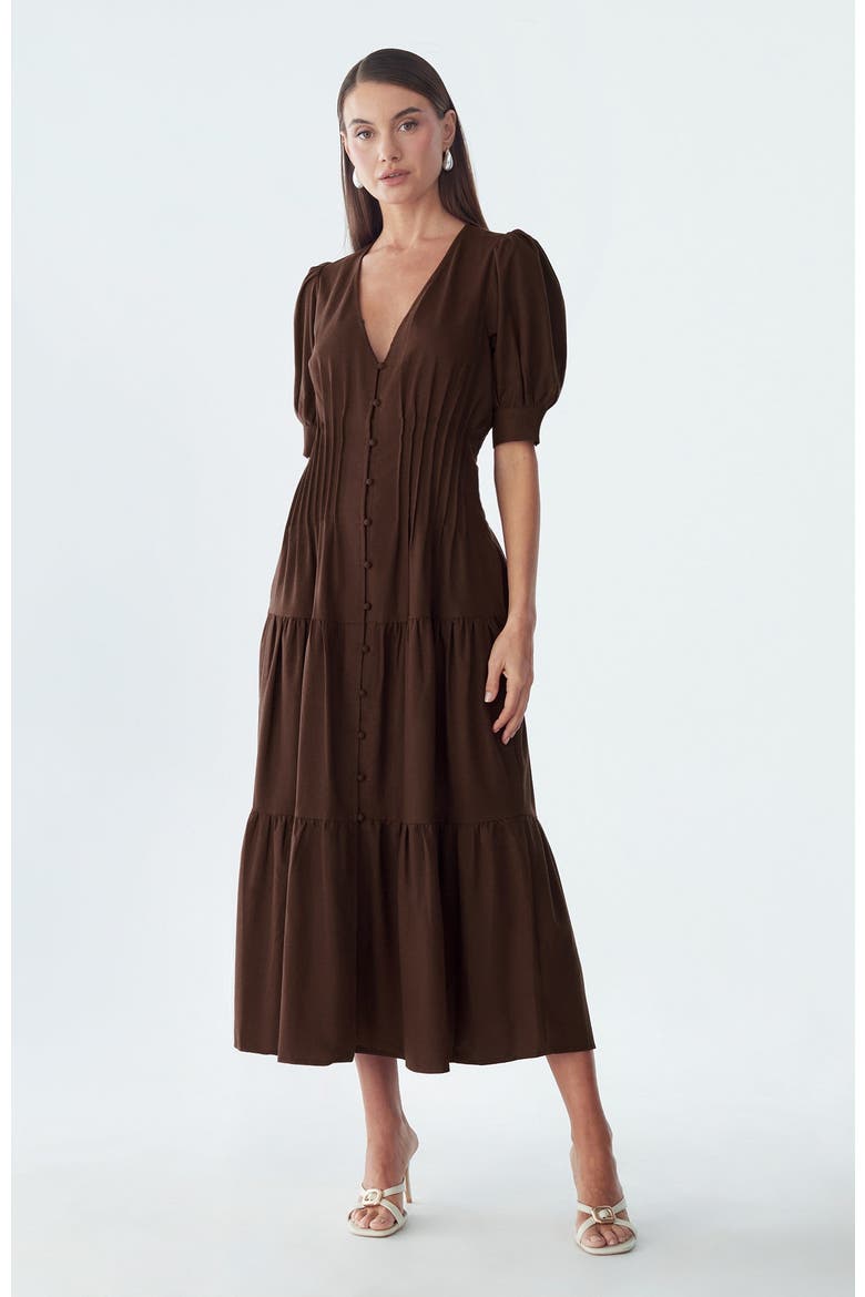 Apple Midi Dress, Alternate, color, Chocolate