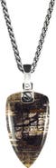 Jan Leslie Small Petrified Wood Fossil One-Of-A-Kind Arrow Pendant Sterling Silver Necklace