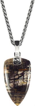 Jan Leslie Small Petrified Wood Fossil One-Of-A-Kind Arrow Pendant Sterling Silver Necklace