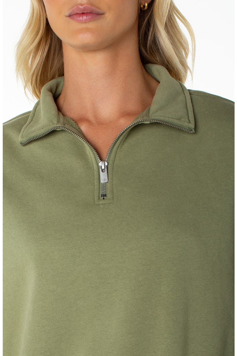 Half Moon Cotton Blend Quarter Zip Pullover, Alternate, color, OIL GREEN