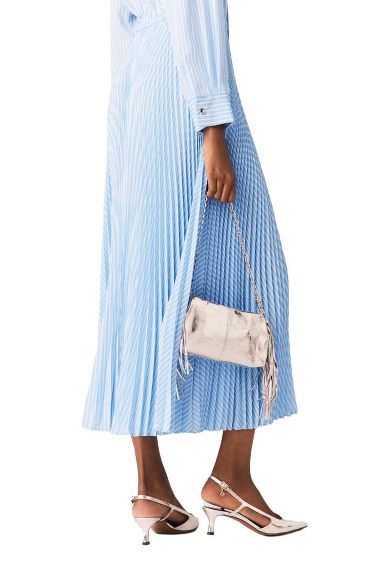 Long pleated dress with eyelets, Alternate, color, Blue sky