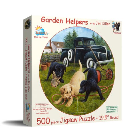 Garden Helpers 500 piece Jigsaw Puzzle for Adults Round