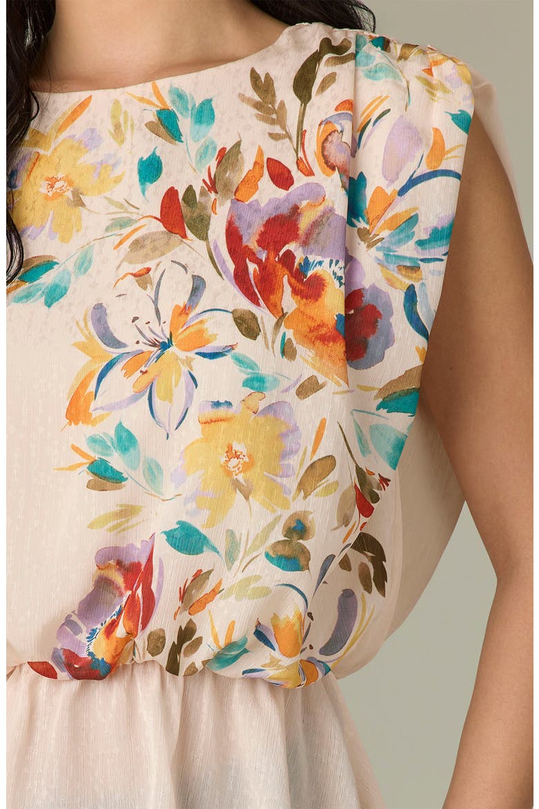 Floral Print Peplum Top, Alternate, color, PEARL DUST MULTI
