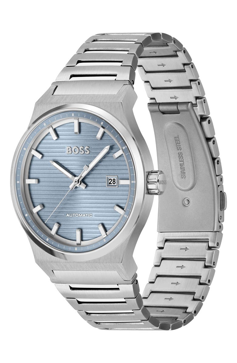 BOSS Candor Automatic Bracelet Watch, Alternate, color, Blue Dial