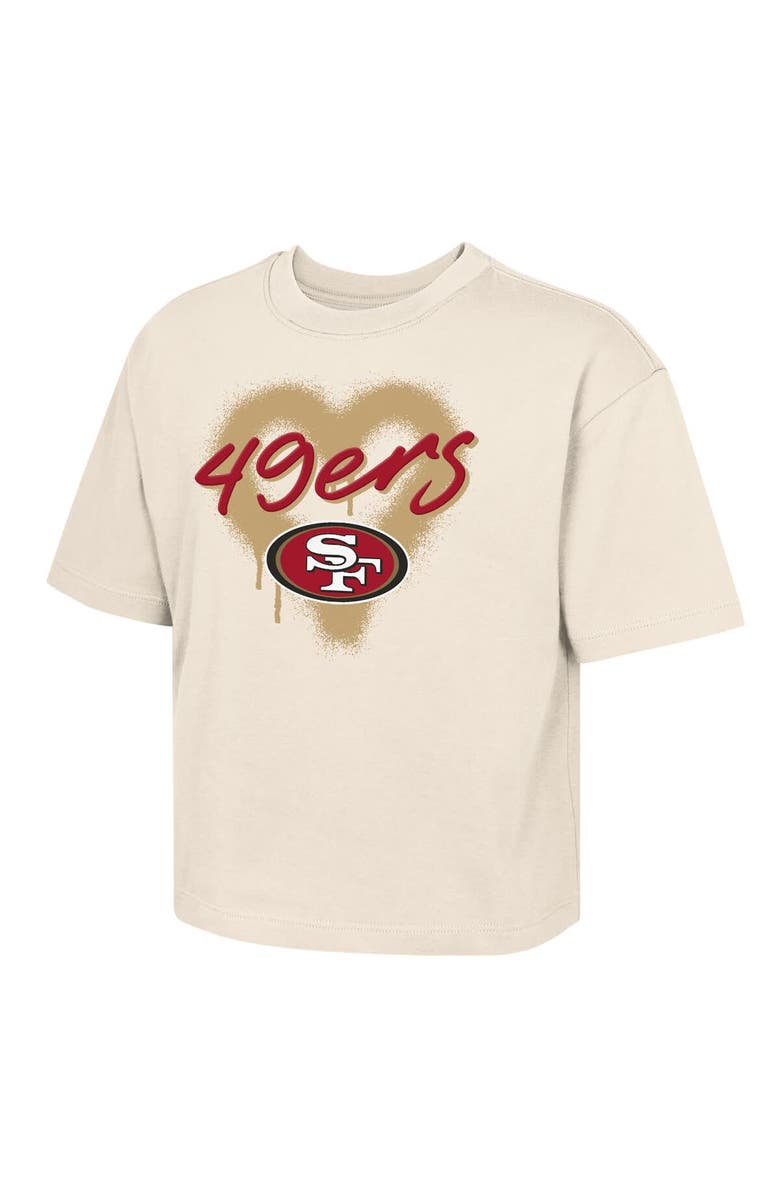 Outerstuff Girl's Youth Outerstuff Cream San Francisco 49ers Spray Heart Boxy T-Shirt, Alternate, color, 