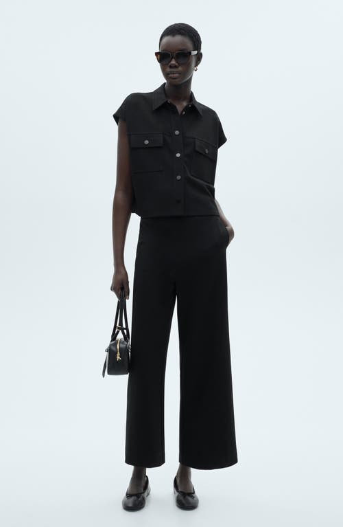 Mango Oversize Snap Front Vest In Black