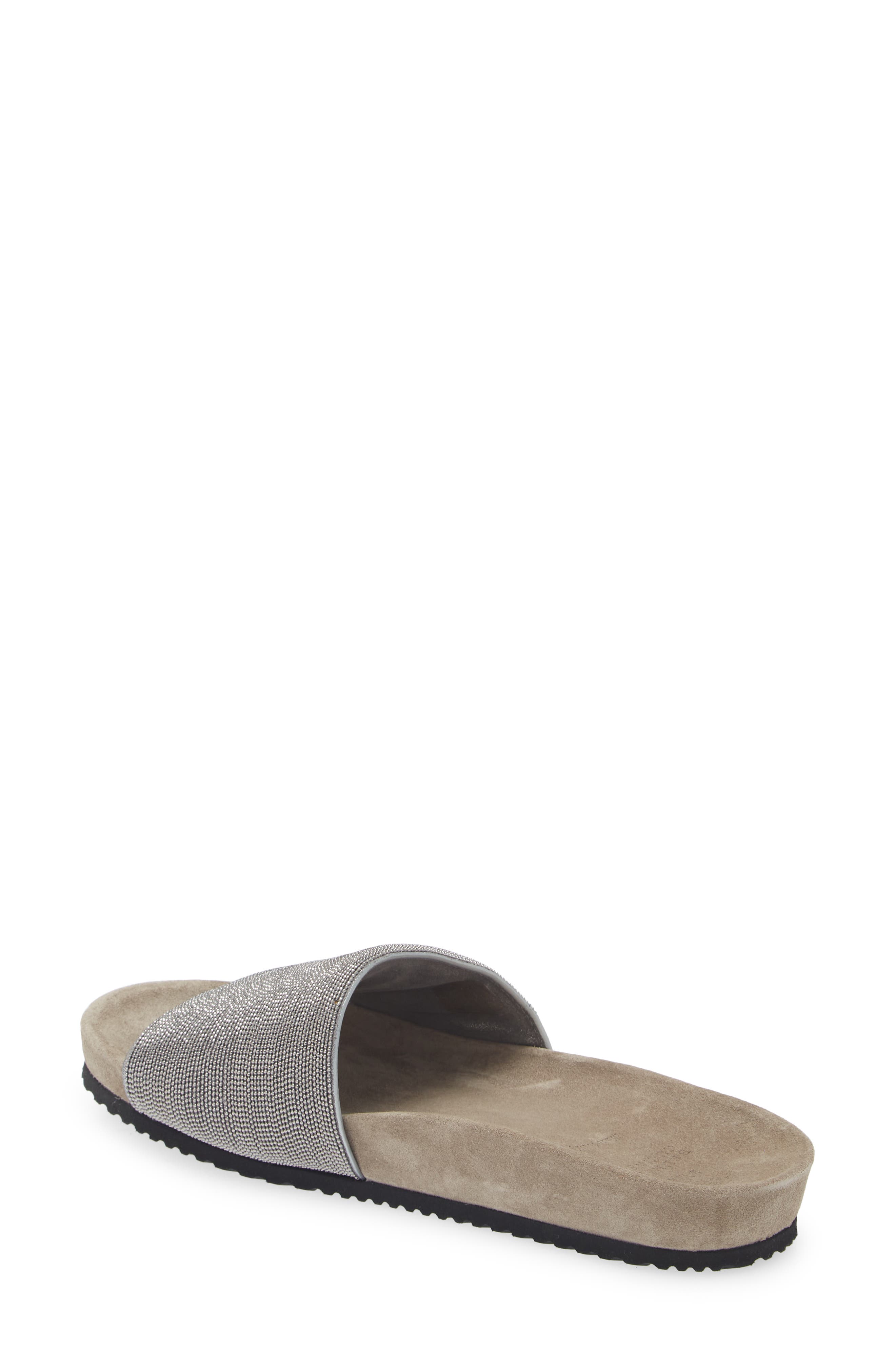 Brunello Cucinelli Monili Band Slide Sandal, Alternate, color, Silver