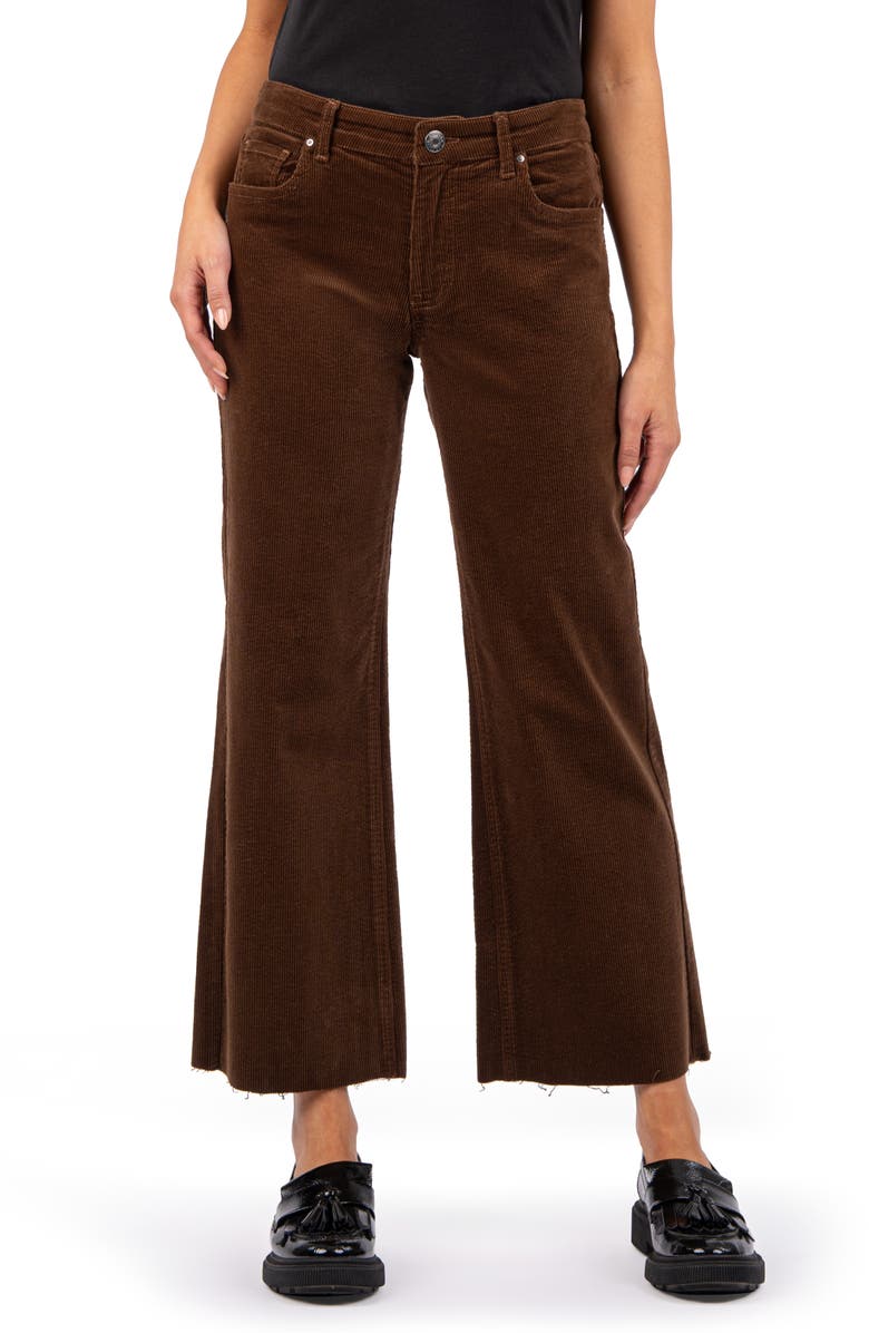 KUT from the Kloth Kelsey High Waist Ankle Flare Corduroy Pants, Main, color, 