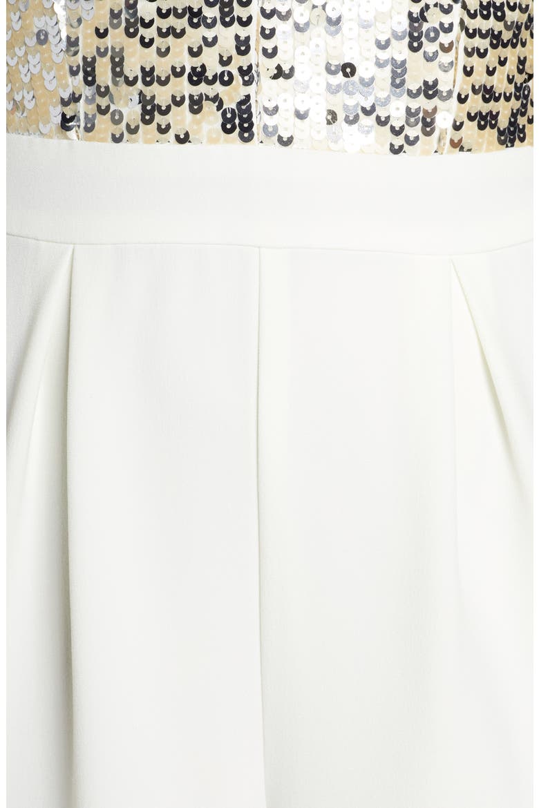 Sequin & Crepe Halter Jumpsuit, Alternate, color, IVORY
