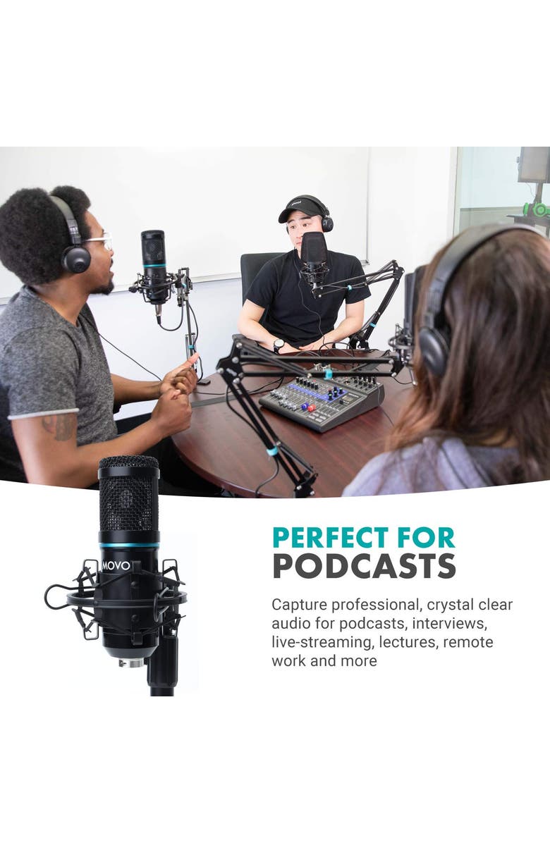 MOVO PC-M6 Universal Cardioid Condenser Podcast Microphone with XLR and 3.5mm, Alternate, color, Black