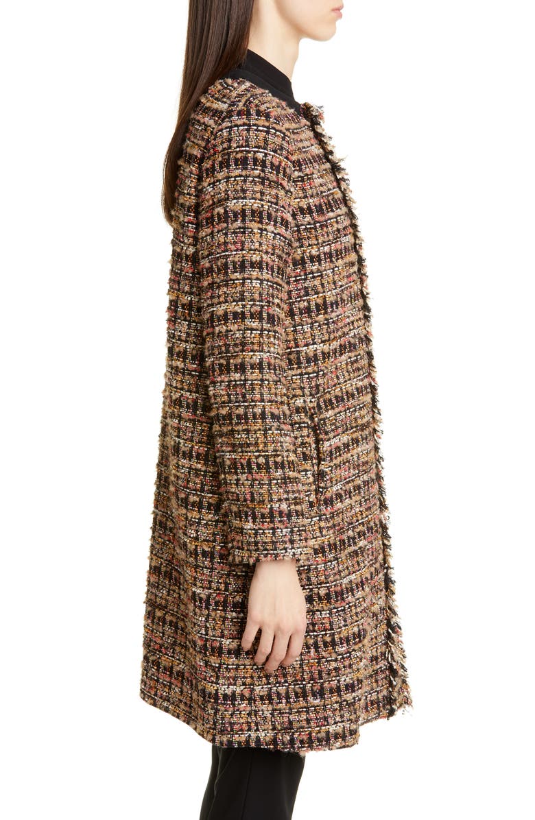 Etro Long Cotton Blend Tweed Coat, Alternate, color, 
