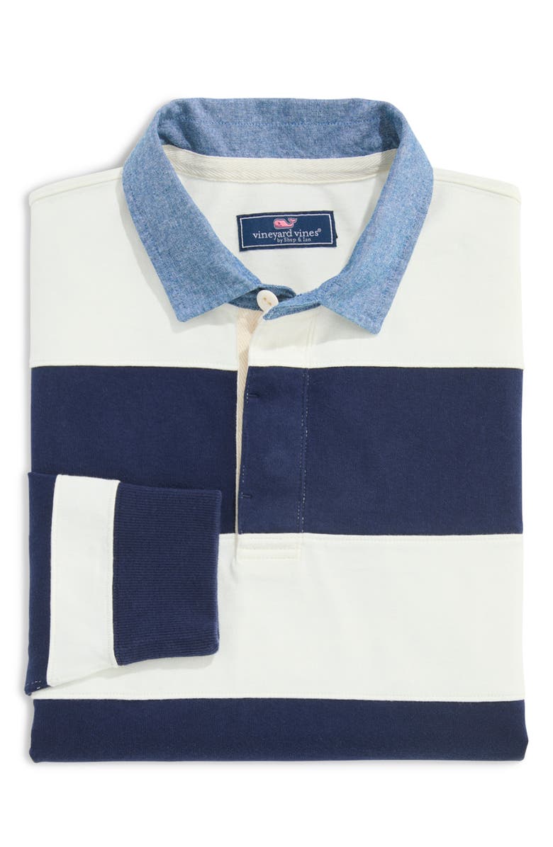vineyard vines Pieced Stripe Organic Cotton Rugby Shirt, Alternate, color, Marshmallow