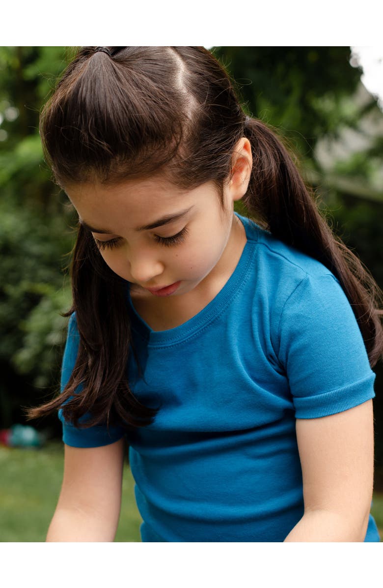 Leveret Kids Short Sleeve Cotton Solid Matching Family Pajamas, Alternate, color, Teal