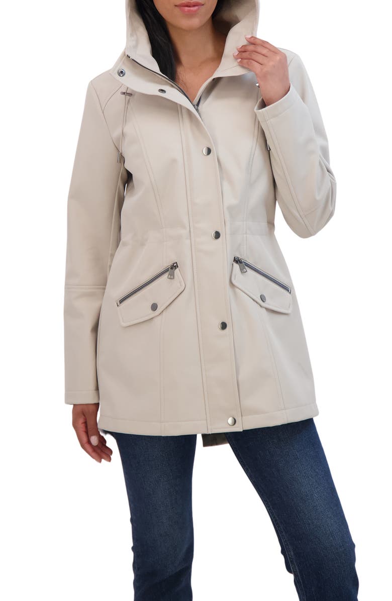 Sebby Water Resistant Hooded Softshell Coat, Alternate, color, Stone