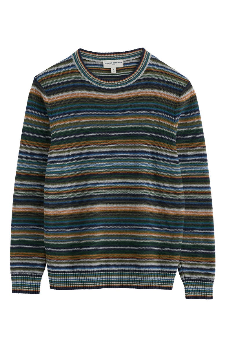 Seasalt Cornwall Trenale Stripe Organic Cotton Crewneck Sweater, Main, color, Sown Atlantic