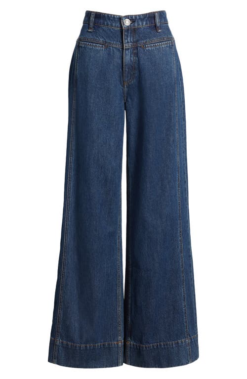 Rag & Bone Selah High Rise Tailored Wide Leg Jeans In Kenme In Blue