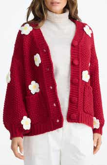 Brave+True Budburst Crochet Appliqué Knit Cardigan