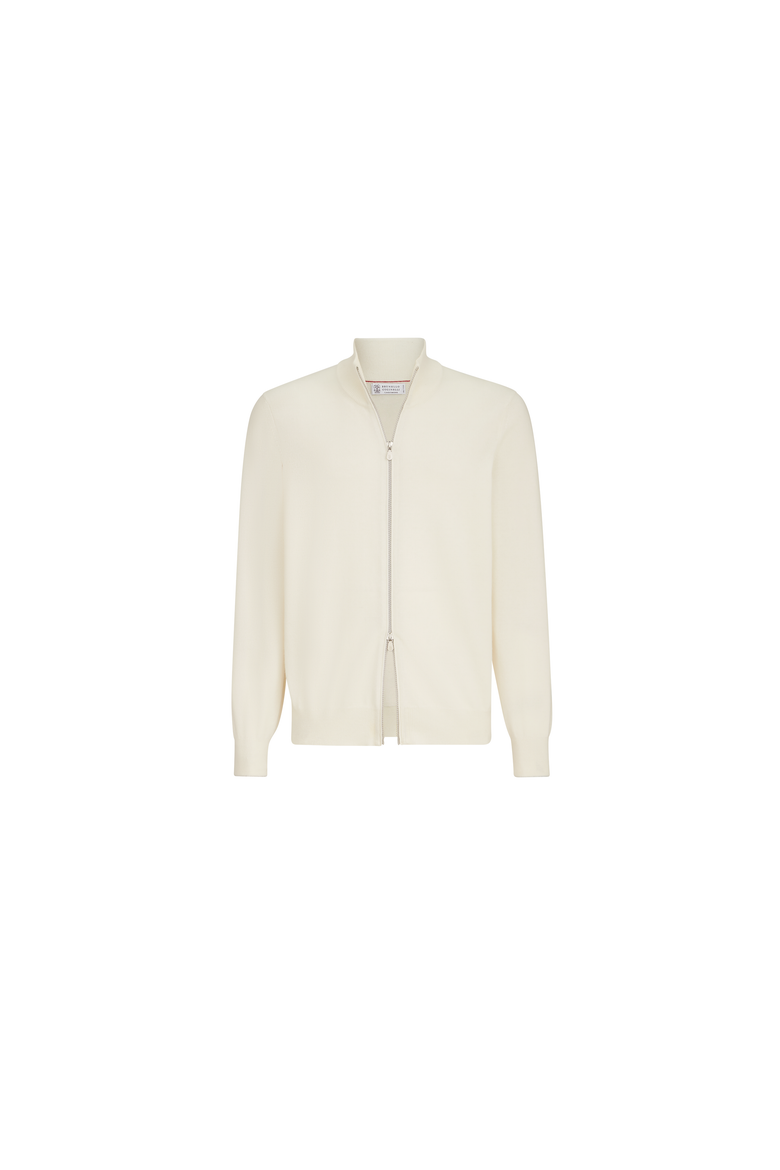 Cashmere high-neck cardigan with zipper, Alternate, color, Panama