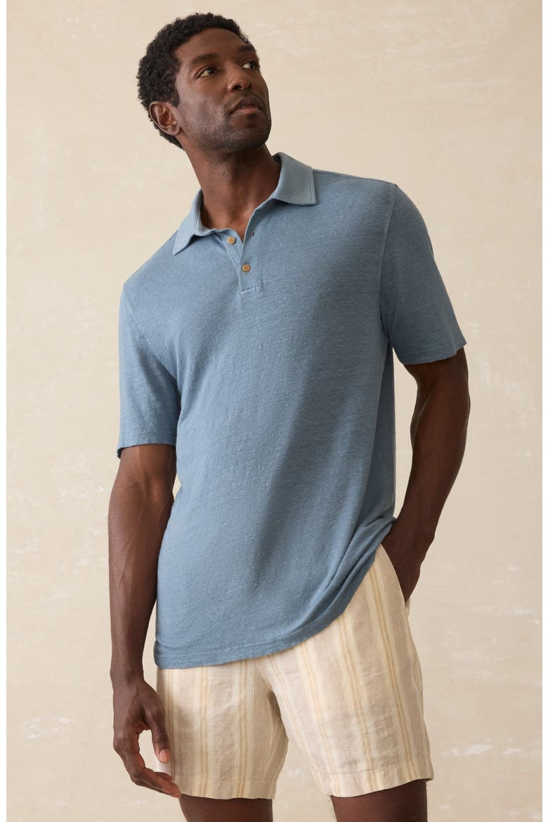 Linen Polo, Alternate, color, DEEP MARINE