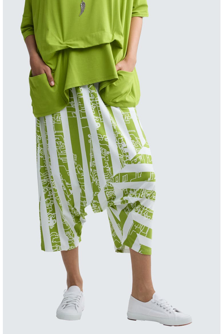 Thessaly Striped Jersey Harem Pants, Main, color, Lime