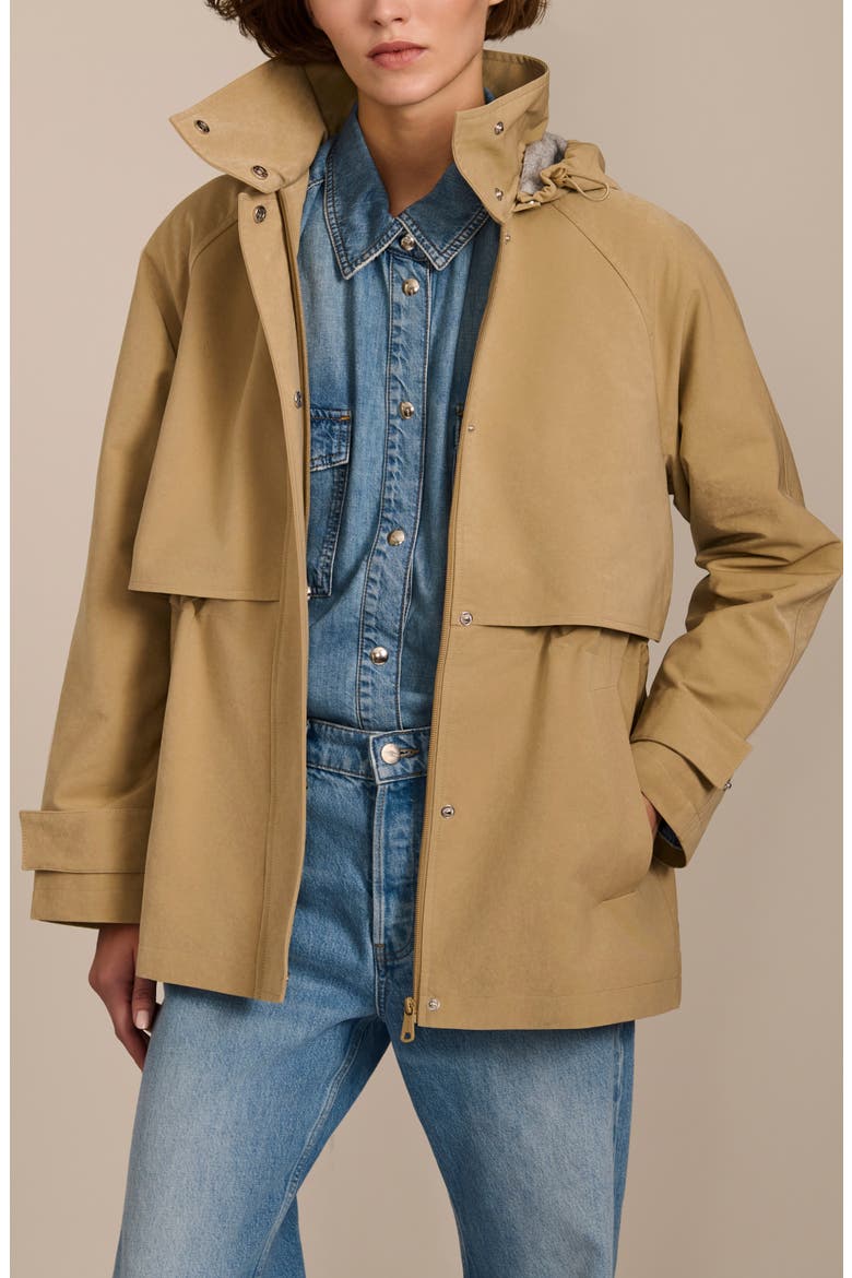 Stand Collar Raincoat, Alternate, color, KHAKI