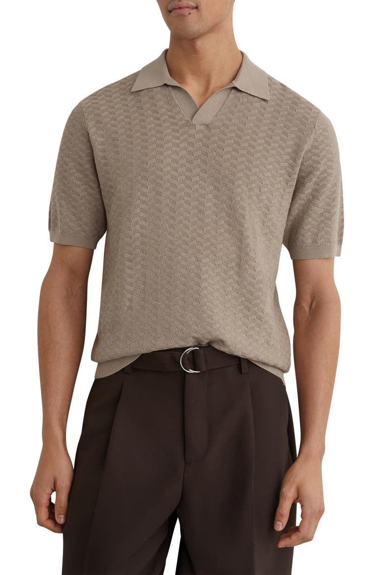 Sol Geo Open Stitch Knit Polo, Main, color, TAUPE BROWN