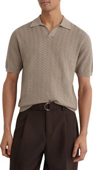 Reiss Sol Geo Open Stitch Knit Polo