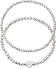 Adornia Beaded Initial Charm Bracelet Set