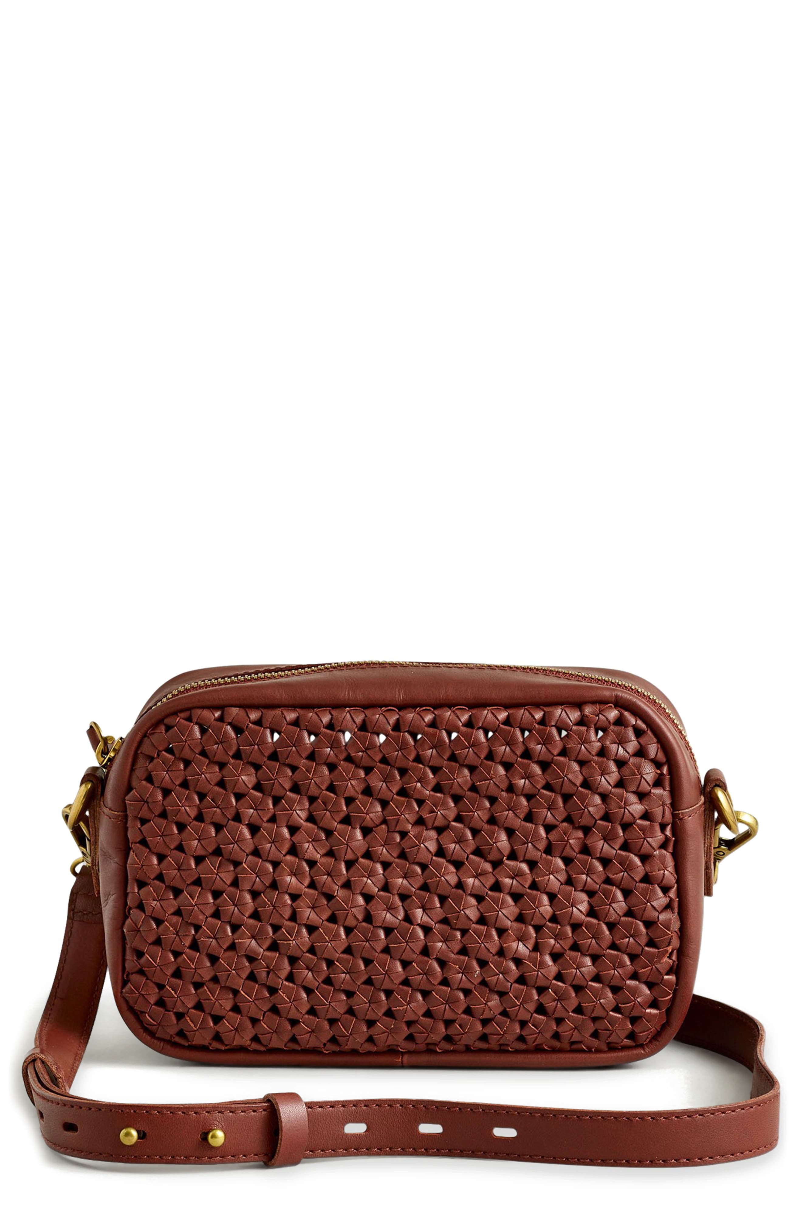 Madewell Woven Leather Camera Bag, Main, color, 