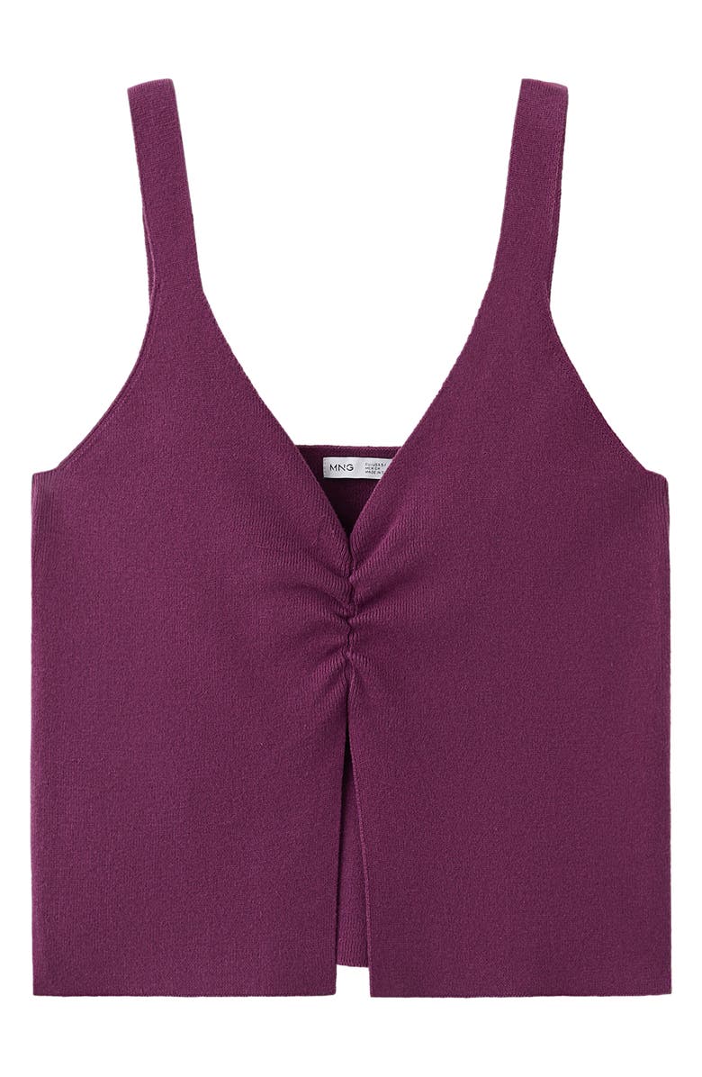 MANGO TEEN Gathered Detail Knit Tank, Main, color, Purple