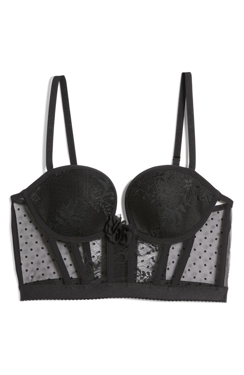 Etam Impertinente Tulle & Lace Underwire Bustier, Alternate, color, Black