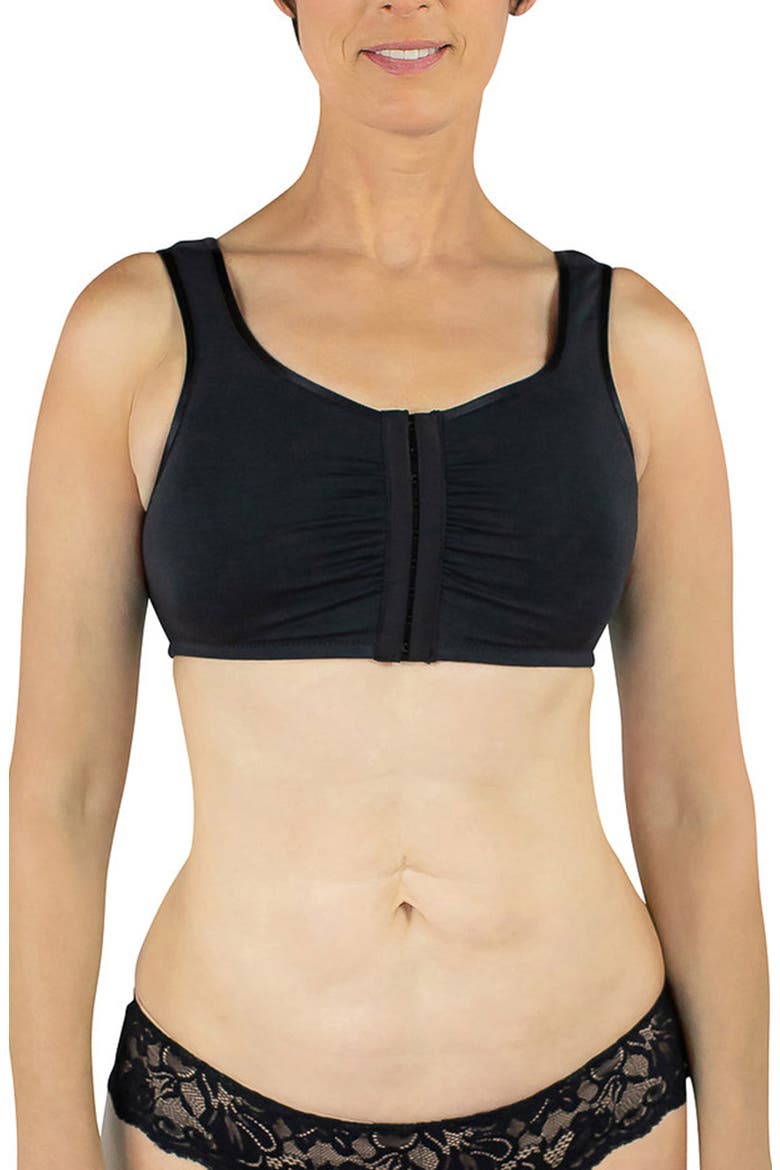 Maia Front Close Pocketed Bralette, Main, color, BLACK