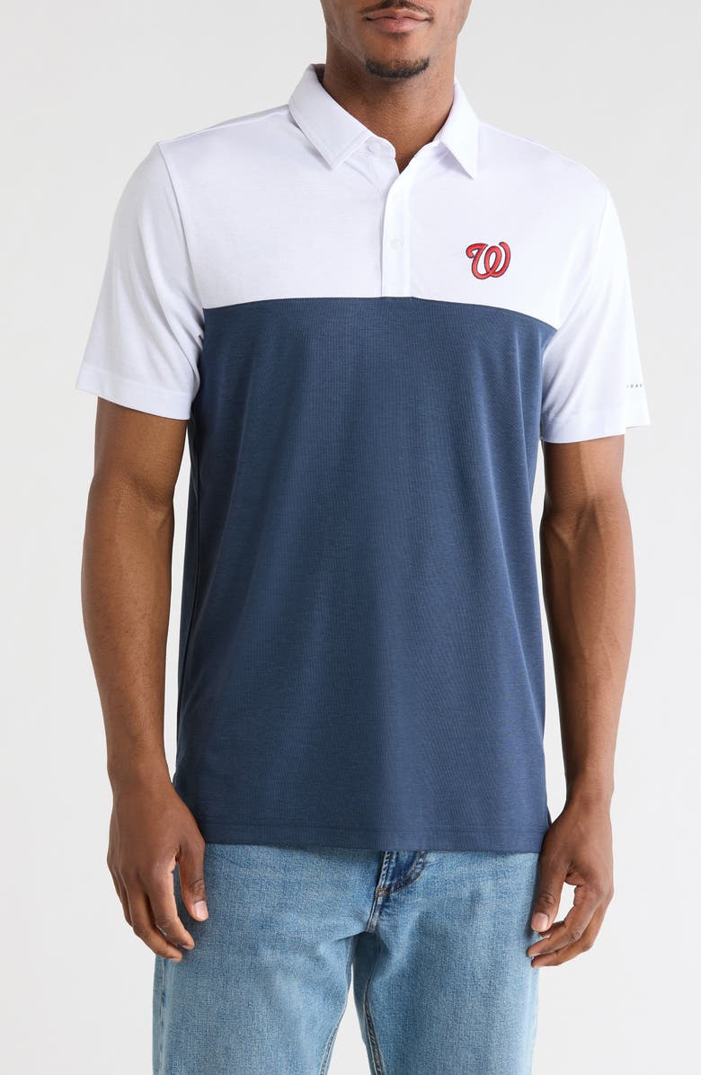 TravisMathew Washington Nationals Home Run Leader Polo, Main, color, White/ Navy