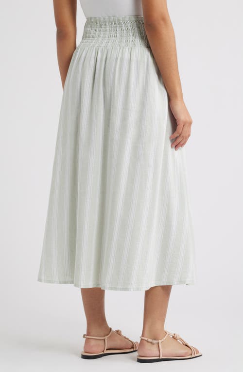 Caslonr Caslon(r) Linen Blend Skirt In Green- White Tay Stripe