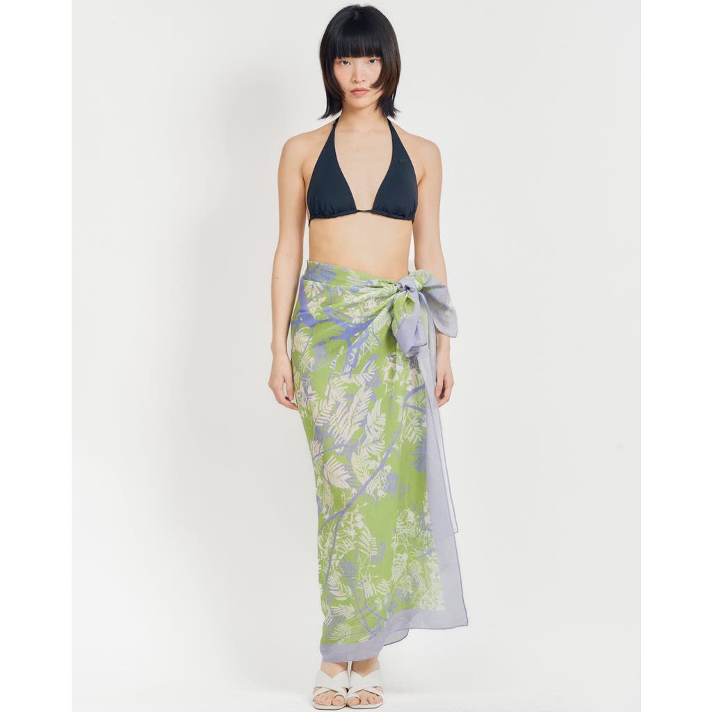 Lost Pattern Nyc "coco Dream" Beach Sarong Wrap In Green