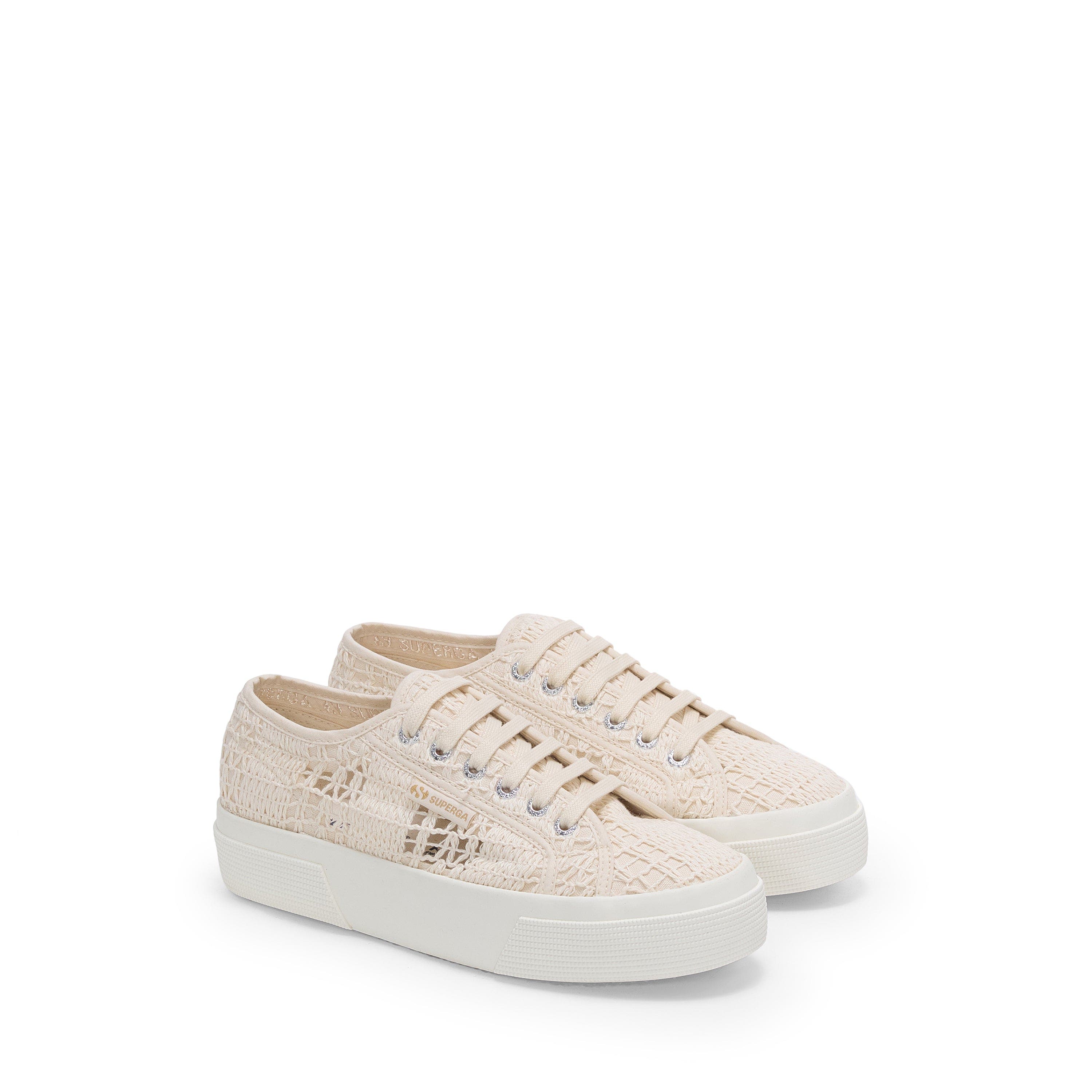 Superga 2740 Platform Crochet Sneakers, Alternate, color, Beige Raw Braid Avorio
