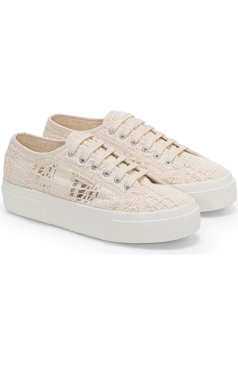 Superga 2740 Platform Crochet Sneakers, Alternate, color, Beige Raw Braid Avorio