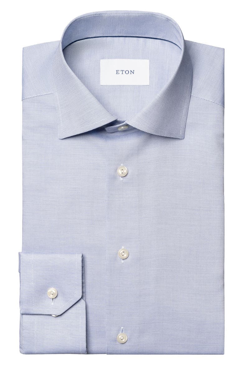 Contemporary Fit Solid Blue Cotton Dobby Dress Shirt, Main, color, MEDIUM BLUE