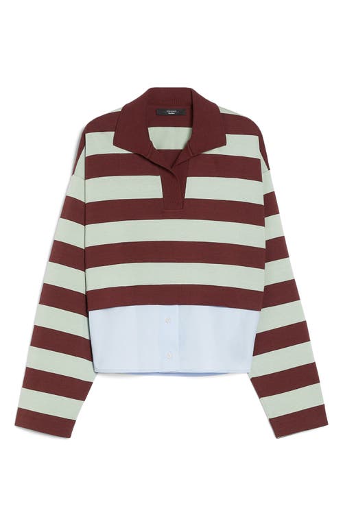 Shop Weekend Max Mara Halle Stripe Mixed Media Top In Sage Green