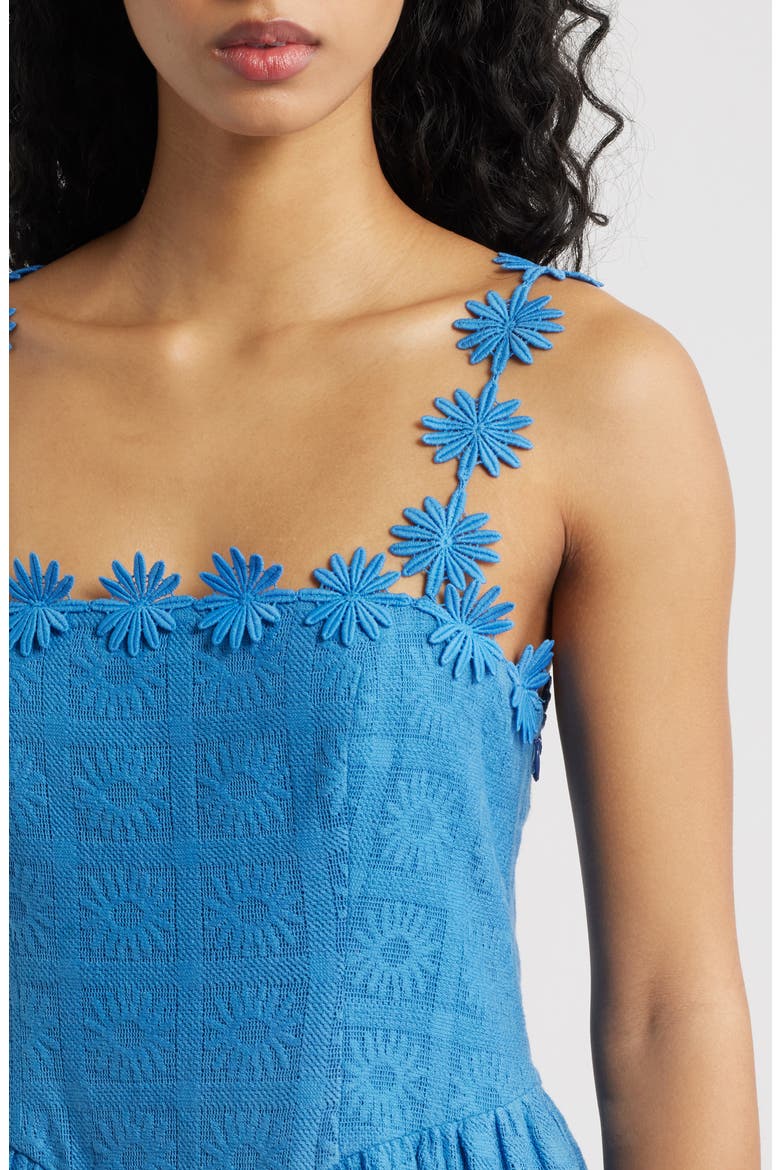 Fara Floral Applique Cotton Mini Sundress, Alternate, color, FRENCH BLUE